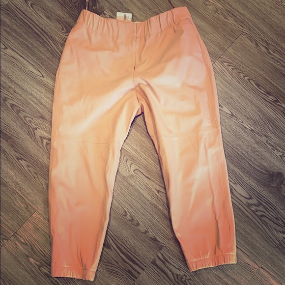 baby pink leather pants